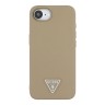 Guess для iPhone 16e чехол PU Grained leather Triangle metal logo Brown (MagSafe)