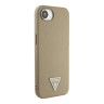 Guess для iPhone 16e чехол PU Grained leather Triangle metal logo Brown (MagSafe)