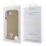 Guess для iPhone 16e чехол PU Grained leather Triangle metal logo Brown (MagSafe)