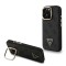 Guess для iPhone 15 Pro Max чехол PU 4G Triangle metal logo and Camera Stand Hard Black (MagSafe)