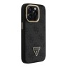 Guess для iPhone 15 Pro Max чехол PU 4G Triangle metal logo and Camera Stand Hard Black (MagSafe)
