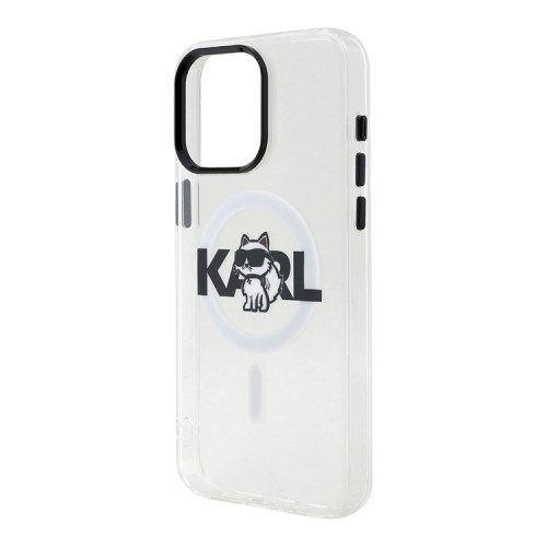 Karl Lagerfeld для iPhone 16 Pro чехол PC/TPU Sketch Choupette Transparent (MagSafe)