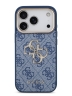 Guess для iPhone 17 Pro чехол PU 4G Big metal logo Gold camera Hard Blue