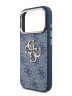 Guess для iPhone 17 Pro чехол PU 4G Big metal logo Gold camera Hard Blue