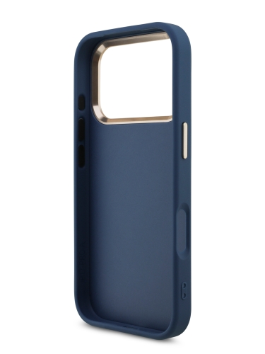 Guess для iPhone 17 Pro чехол PU 4G Big metal logo Gold camera Hard Blue