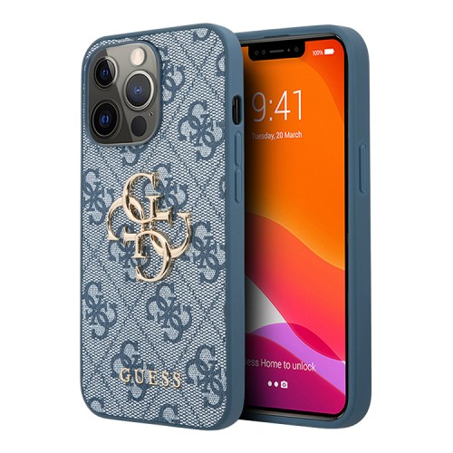 Чехол Guess 4G Big metal logo Hard для iPhone 13 Pro Max, синий