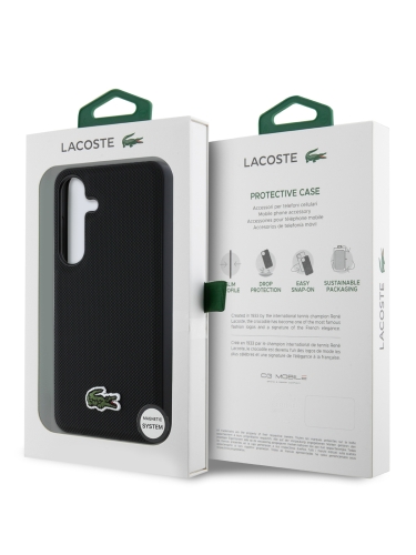 Lacoste для Galaxy S25+ чехол PVC Iconic Woven logo Hard Black (MagSafe)