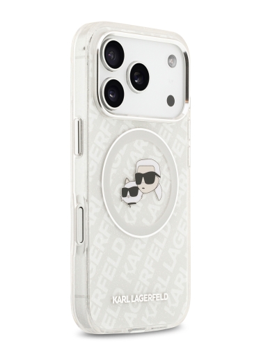Karl Lagerfeld для iPhone 17 Pro Max чехол IML NFT Karl&Choup Head on logo Metal Cam Hard Grey (MagSafe)