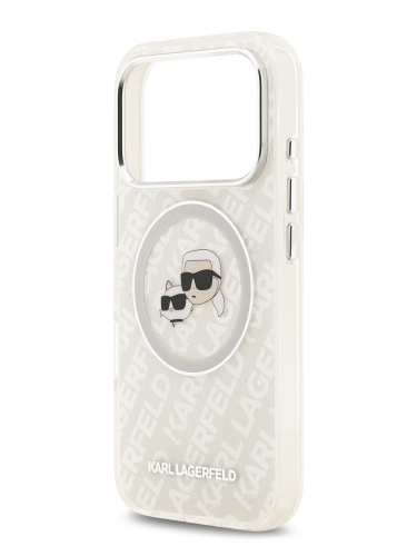 Karl Lagerfeld для iPhone 17 Pro Max чехол IML NFT Karl&Choup Head on logo Metal Cam Hard Grey (MagSafe)
