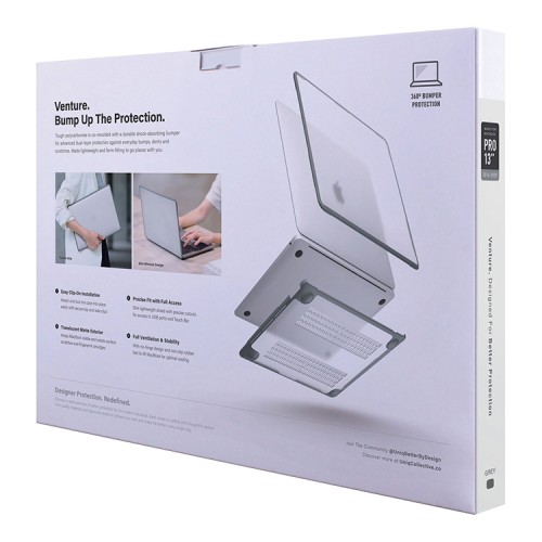 Uniq Venture чехол-накладка для MacBook Pro 13 (2020/19/18), прозрачный матовый+серая рамка