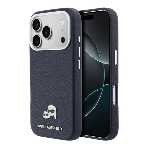 Karl Lagerfeld для iPhone 17 Pro Max чехол PU Saffiano FW NFT Karl&Choupette metal&Cam Blue (MagSafe)
