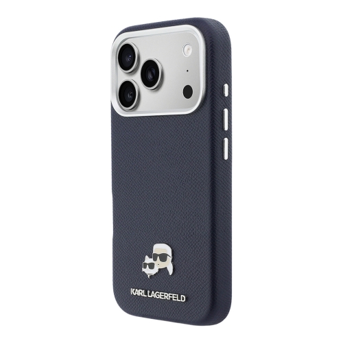 Karl Lagerfeld для iPhone 17 Pro Max чехол PU Saffiano FW NFT Karl&Choupette metal&Cam Blue (MagSafe)