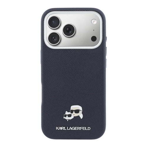 Karl Lagerfeld для iPhone 17 Pro Max чехол PU Saffiano FW NFT Karl&Choupette metal&Cam Blue (MagSafe)