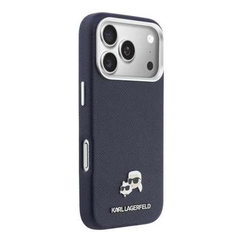 Karl Lagerfeld для iPhone 17 Pro Max чехол PU Saffiano FW NFT Karl&Choupette metal&Cam Blue (MagSafe)