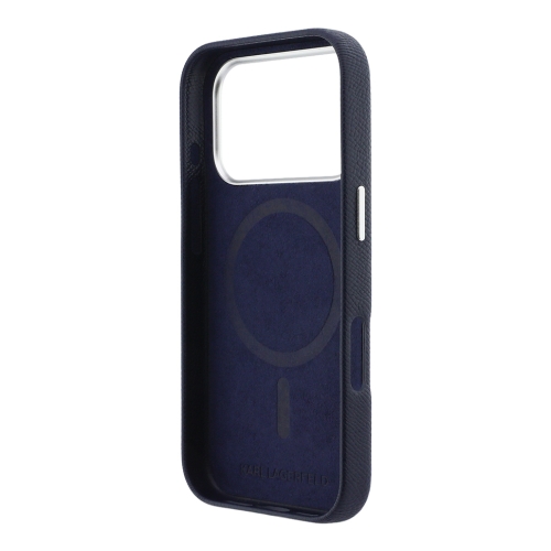 Karl Lagerfeld для iPhone 17 Pro Max чехол PU Saffiano FW NFT Karl&Choupette metal&Cam Blue (MagSafe)