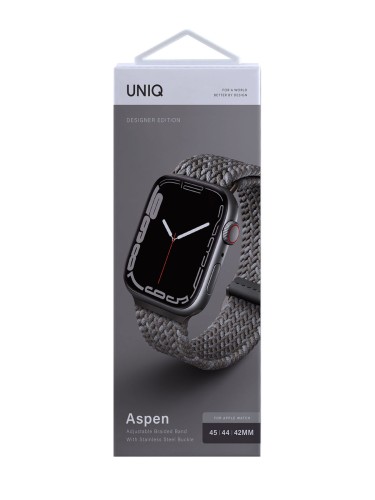 Ремешок Uniq ASPEN Design Strap Braided для Apple Watch 49-46-45-44 мм, серый (Pebble grey)
