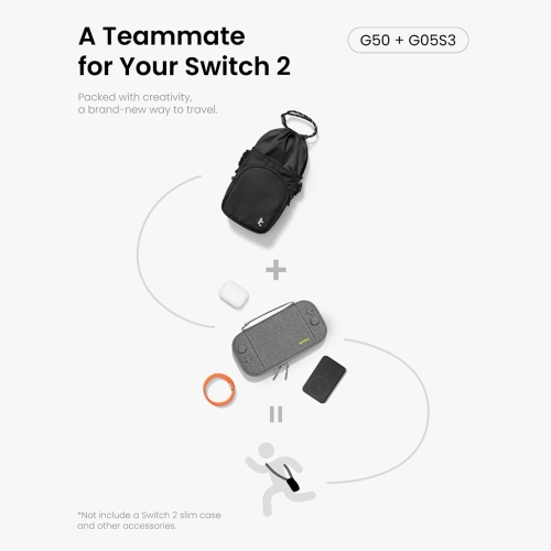 Tomtoc Gaming для Nintendo Switch 2 сумка GameOn-G50 JoyCarry Sling Bag Black