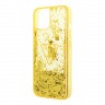 Чехол Guess Liquid glitter Triangle logo Hard Translucent для iPhone 14, желтый