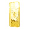 Чехол Guess Liquid glitter Triangle logo Hard Translucent для iPhone 14, желтый
