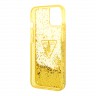 Чехол Guess Liquid glitter Triangle logo Hard Translucent для iPhone 14, желтый