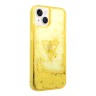 Чехол Guess Liquid glitter Triangle logo Hard Translucent для iPhone 14, желтый