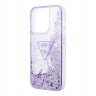 Чехол Guess Liquid glitter Triangle logo Hard Translucent для iPhone 14 Pro Max, фиолетовый