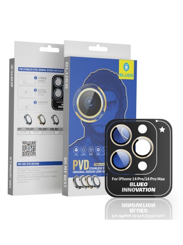 BLUEO Camera Lens PVD stainless steel для камеры iPhone 14 Pro | 14 Pro Max, Gold (3 шт +installer)