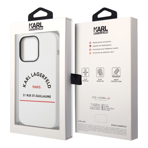 Чехол Lagerfeld Liquid silicone RSG logo Hard для iPhone 14 Pro Max, белый (MagSafe)