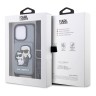 Чехол Lagerfeld Crossbody cardslot PU Saffiano NFT Karl&Choupette Hard для iPhone 14 Pro Max, серебристый