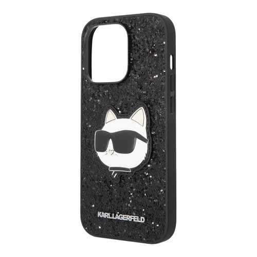 Чехол Lagerfeld Solid glitter NFT Choupette Hard для iPhone 14 Pro Max, черный