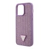 Чехол Guess Diamond Rhinestone Triangle metal logo Hard для iPhone 14 Pro, фиолетовый