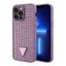 Чехол Guess Diamond Rhinestone Triangle metal logo Hard для iPhone 14 Pro, фиолетовый