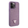 Чехол Guess Diamond Rhinestone Triangle metal logo Hard для iPhone 14 Pro, фиолетовый