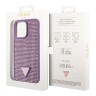 Чехол Guess Diamond Rhinestone Triangle metal logo Hard для iPhone 14 Pro, фиолетовый