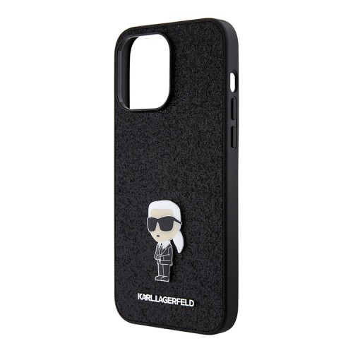 Lagerfeld для iPhone 15 Pro чехол Fixed glitters NFT Karl Ikonik Metal pin Hard Black