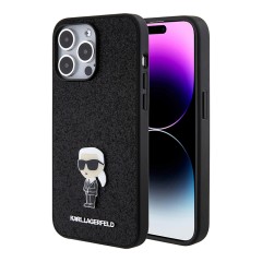 Lagerfeld для iPhone 15 Pro чехол Fixed glitters NFT Karl Ikonik Metal pin Hard Black