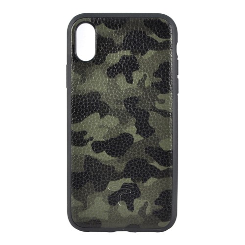 TORIA для iPhone X/XS чехол Камуляж кожаный, черный/хаки