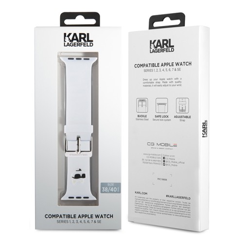Karl Lagerfeld для Apple Watch 42-41-40 mm ремешок 3D Rubber NFT Choupette head White