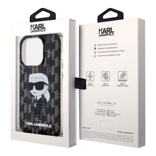 Lagerfeld для iPhone 15 Pro чехол PC/TPU Monogram NFT Karl Ikonik Hard Black