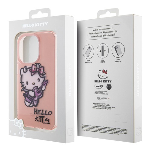 Hello Kitty для iPhone 15 Pro Max чехол PC/TPU Graffiti Guitar Hard Pink