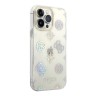 Guess для iPhone 14 Pro чехол PC/TPU Peony glitter Electroplated camera Hard White