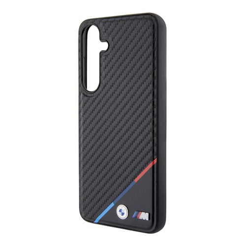 BMW для Galaxy S24+ чехол PU-кожа Carbon Tricolor Metal logo черный (MagSafe)
