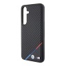 BMW для Galaxy S24+ чехол PU-кожа Carbon Tricolor Metal logo черный (MagSafe)