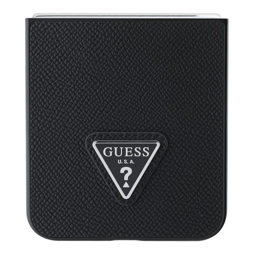 Guess для Galaxy Z Flip 6 чехол PU Grained leather Triangle metal logo Black