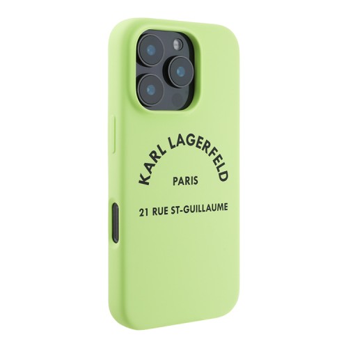 Karl Lagerfeld для iPhone 16 Pro Max чехол Liquid silicone RSG logo Green