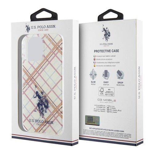 U.S. Polo для iPhone 16 Pro Max чехол PC/TPU Double Horse logo Quilted Transparent