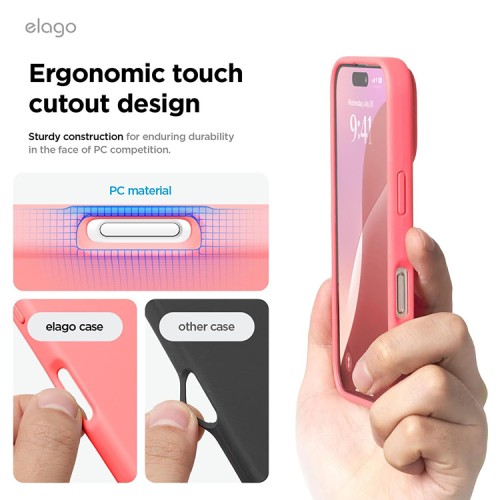Elago для iPhone 16 Pro Max чехол Soft silicone (Liquid) Pink