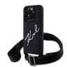 Karl Lagerfeld для iPhone 16 Pro Max чехол Crossbody PU Saffiano Autograph +Strap Hard Black