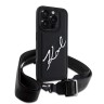 Karl Lagerfeld для iPhone 16 Pro Max чехол Crossbody PU Saffiano Autograph +Strap Hard Black