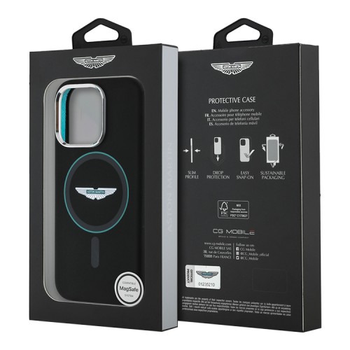 Aston Martin для iPhone 16 Pro Max чехол Liquid Silicone Green Circle Hard Black (MagSafe)